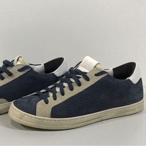 P448 Men's Blue and Cream Suede Low Top Sneakers Size 43